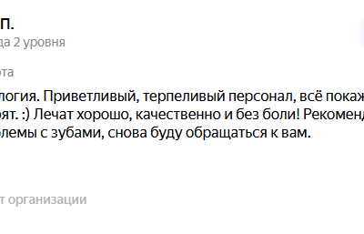 Отзыв с Яндекс карт